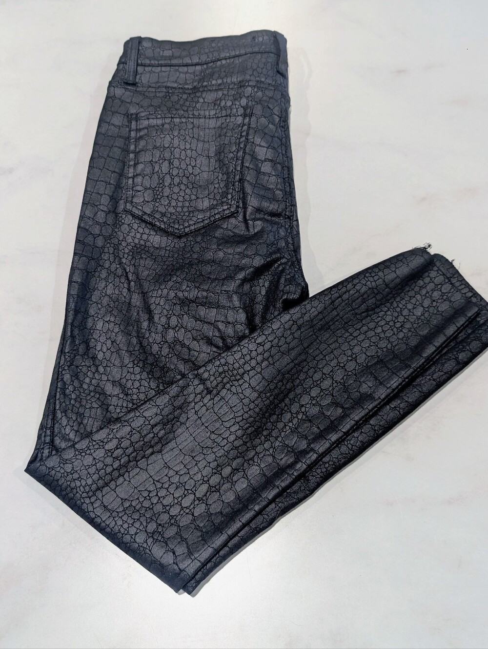 Kut from the Kloth Black Faux Croc Skinny Jeans